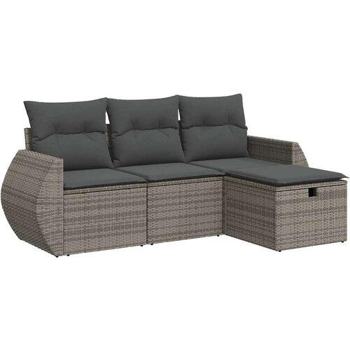 vidaXL 4-dijelni set vrtnih sofa od poliratana s jastucima sivi Cijene