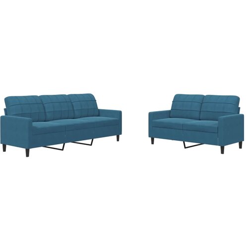 VidaXL 2-dijelni set sofa s jastucima plavi bar&amp;scaron;unasti Slike