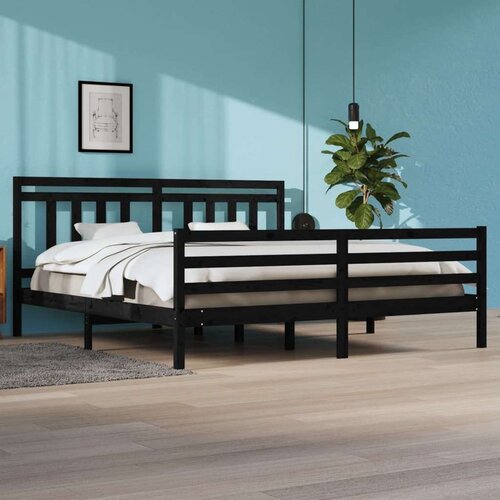  Posteljni okvir črn iz trdnega lesa 200x200 cm, (20684846) Slike