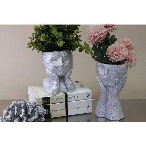 Aberto Design set dekorativnih saksija CY0455, 2 komada, srebrne boje Slike