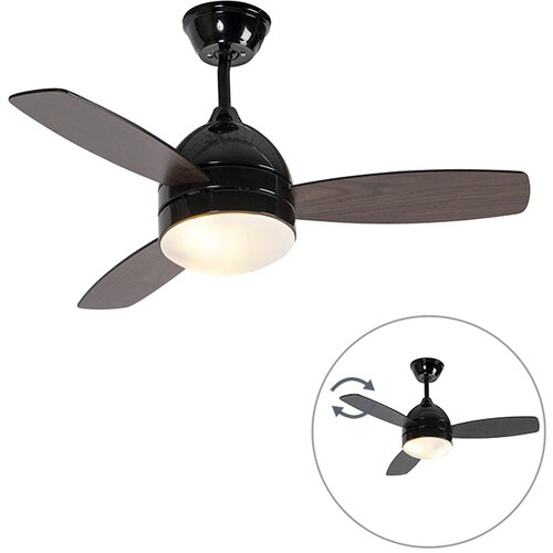 QAZQA Črn stropni ventilator z daljinskim upravljalnikom - Rotar Cene