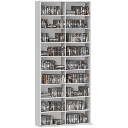 HOMCOM CD regal iverna plo&scaron;ča 78,5D x 24&Scaron; x 175V cm bela, (5000242496) Cene