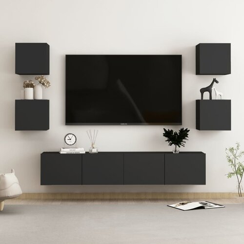  6-dijelni set TV ormarića od iverice crni Slike