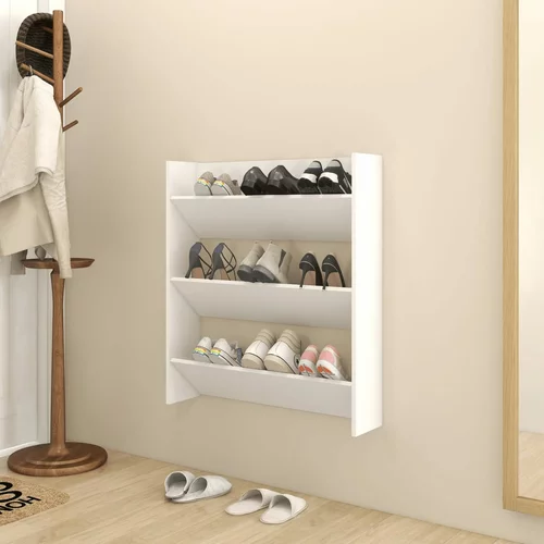 vidaXL Stenska omara za čevlje bela 80x18x90 cm iverna plošča, (20716347)