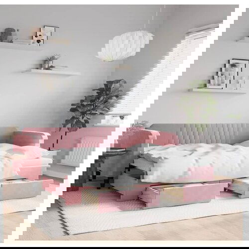 VidaXL Izvlečna dnevna postelja s predali roza 80x200 cm žam Slike