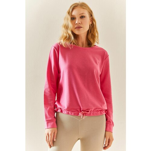 XHAN Pink Crewneck Pleated Sweatshirt Slike