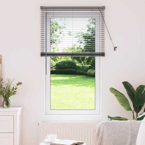 vidaXL Okenska roleta z zavesami Drugo Temno siva 80 x 130 cm Aluminij Cene