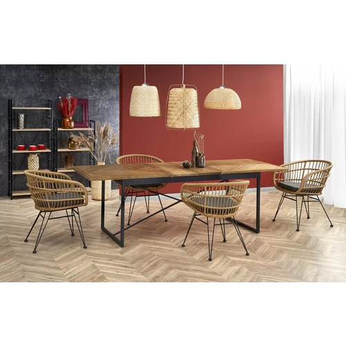Halmar ALVARO extension table, color: top - honey oak, legs - black