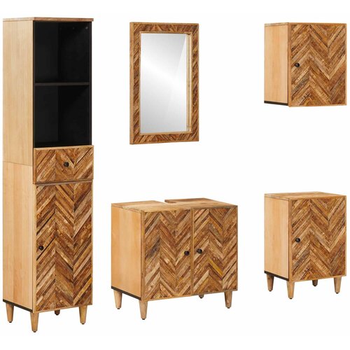  Set ormarića za kupaonicu s ladicama 5 pcs Čvrsto drvo manga Cijene