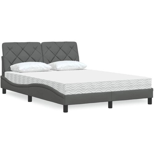 VidaXL Krevet s madracem tamnosivi 120 x 200 cm od tkanine Slike