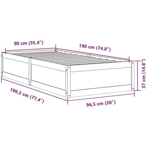 VidaXL Okvir za krevet bijeli 90 x 190 cm od masivne borovine Slike