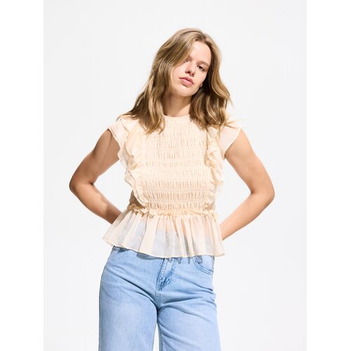 Reserved Bluza s volanima - boja breskve Cijene