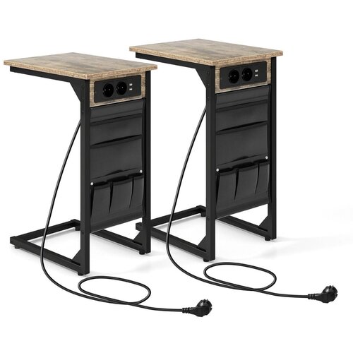 Costway Komplet Stranska mizica s polnilno postajo Miza za kavo Nočna mizica 2pcs, (5000018628) Slike