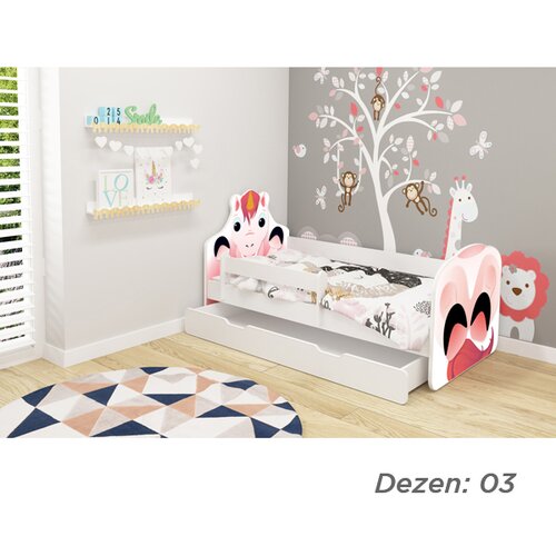 Olimp Sport krevet za decu animals 140X70 cm sa fiokom white acma 6 dezena Slike