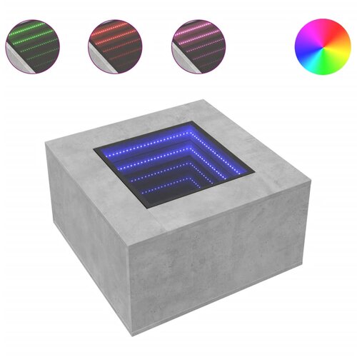 Maison Chic Klubska mizica - kavna mizica - Nizka mizica LED betonsko siva 60x60x40 cm inženirski les, (21755192) Cene