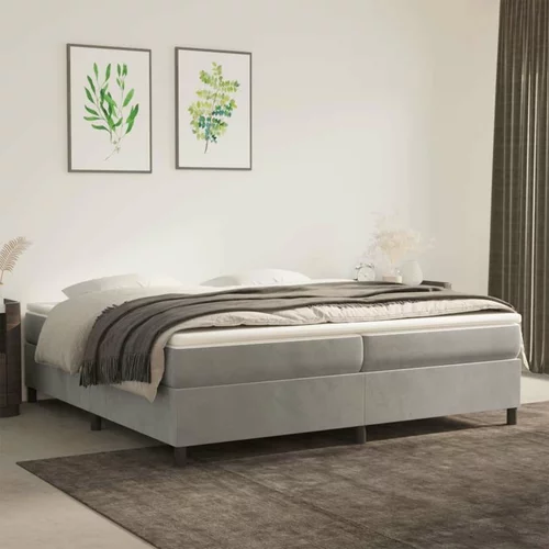  Box spring postelja z vzmetnico svetlo siva 200x200 cm žamet, (20725164)