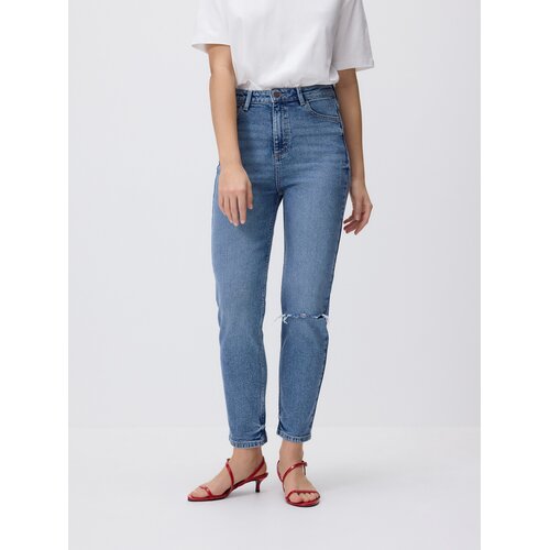 Reserved Mom-fit traperice s prorezom - plava Cijene