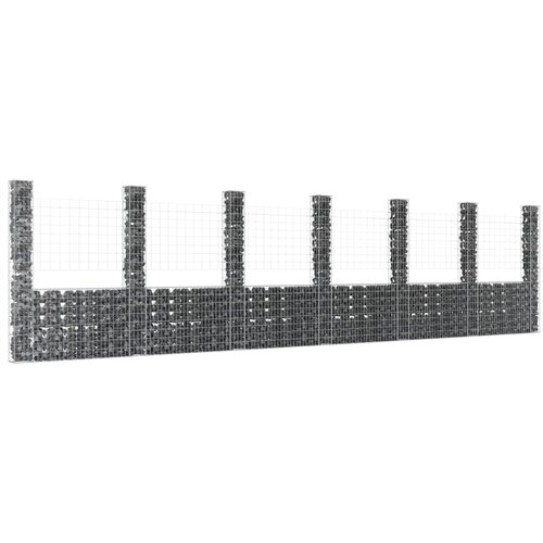 vidaXL gabion košara u-oblike s 7 stebri železo 740x20x200 cm Cene