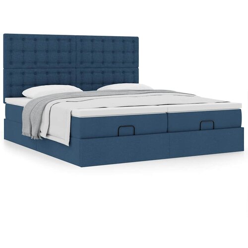  Ottoman krevet s madracima plavi 160x200 cm tkanina Slike