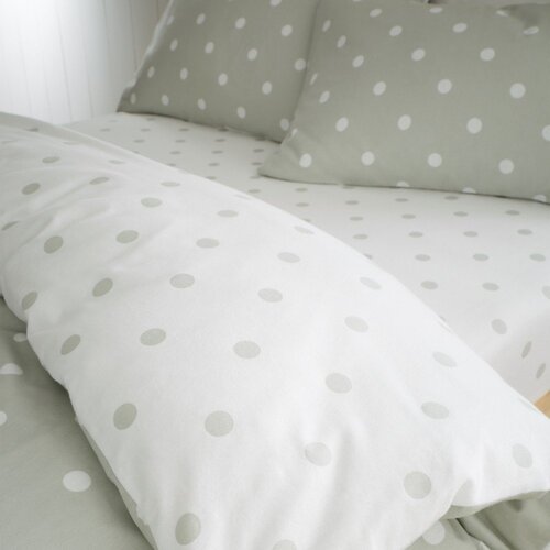 Catherine Lansfield Bela/zelena napenjalna flanelna rjuha 90x190 cm Polka Dot &amp;ndash; Slike