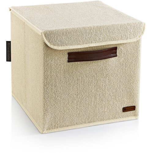 Mioli Decor Bež tekstilna škatla za shranjevanje s pokrovom 30x30x30 cm – Cene