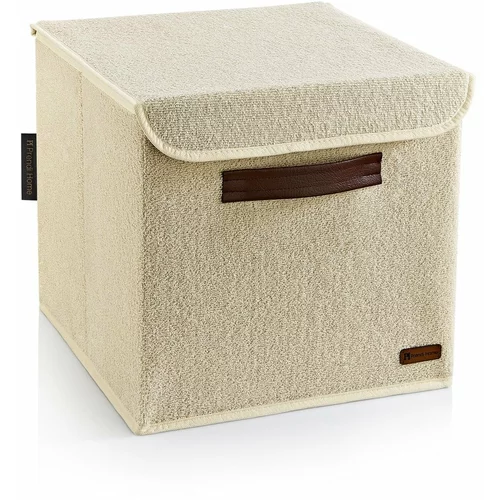 Mioli Decor Bež tekstilna škatla za shranjevanje s pokrovom 30x30x30 cm –