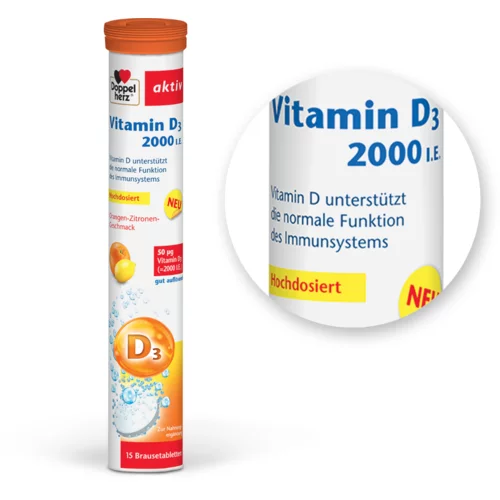 Doppelherz Aktiv Vitamin D3 2000 IE, šumeče tablete