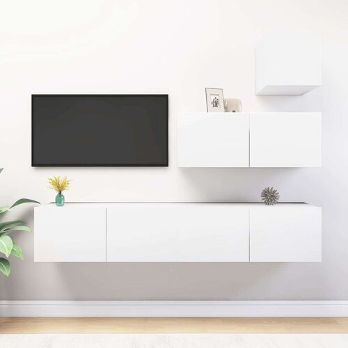  4-dijelni set TV ormarića bijeli od iverice Slike