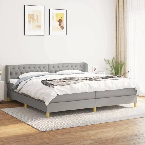  Box spring postelja z vzmetnico svetlo siva 200x200 cm blago, (20724010)