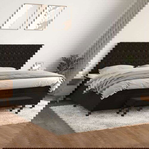  Krevet s oprugama i madracem crni 200x200 cm baršunasti Cijene