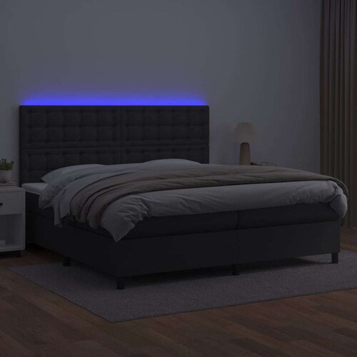  Box spring s madracem LED crni 200x200cm od umjetne kože Slike