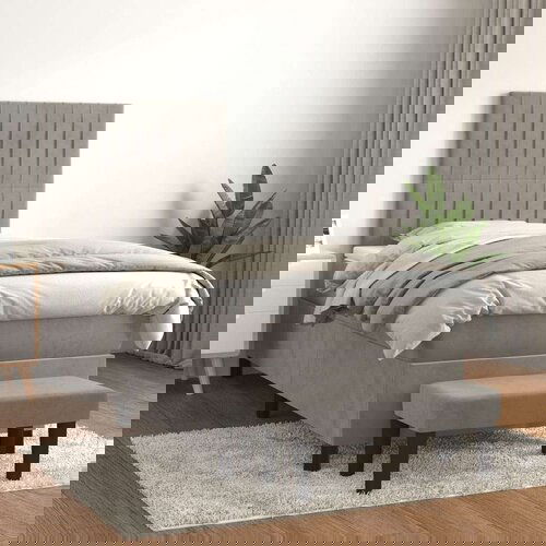 Box spring krevet s madracem svjetlosivi 90x190 cm bar&amp;scaron;unasti Slike