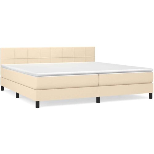  Krevet s oprugama i madracem krem 200 x 200 cm od tkanine Slike