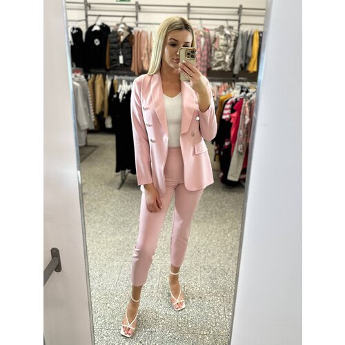 LIVIEN Pink extended jacket with imitation pockets Cene