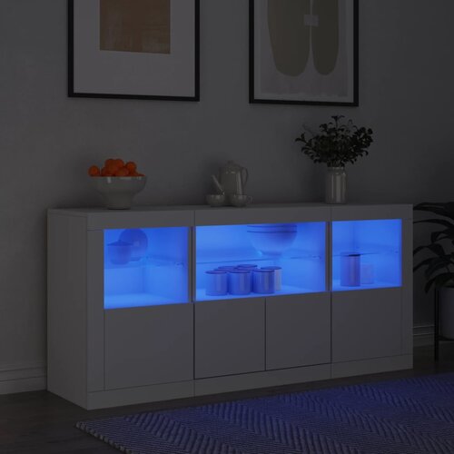 VidaXL Komoda z LED lučkami bela 142,5x37x67 cm Slike