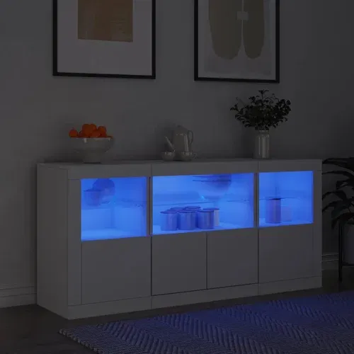 vidaXL Komoda z LED lučkami bela 142,5x37x67 cm vidaXL Komoda z LED lučkami bela 142,5x37x67 cm