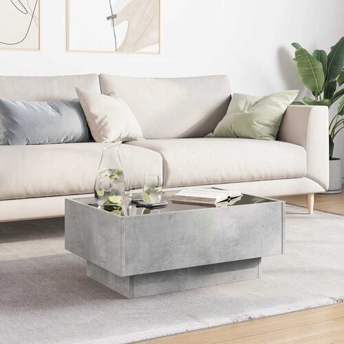  Stolić za kavu LED siva boja betona 70x50x30 cm drveni Slike