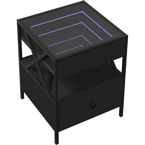  Stolić za kavu s beskonačnim LED svjetlima crni 40 x 40 x 51 cm Slike