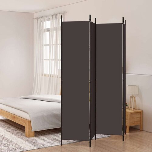Sobna pregrada s 4 panela smeđa 200 x 220 cm od tkanine Cijene