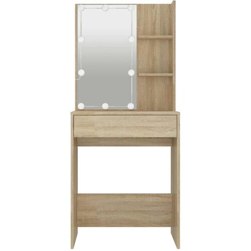  Toaletni stolić s LED svjetlima boja hrasta sonome 60x40x140 cm Slike