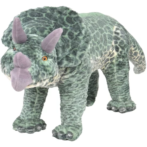vidaXL Stoječi plišasti triceratop dinozaver zelen XXL