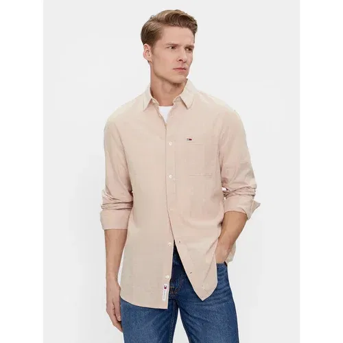 Tommy Jeans Srajca Tjm Reg Linen Blend Shirt DM0DM18962 Bež Regular Fit