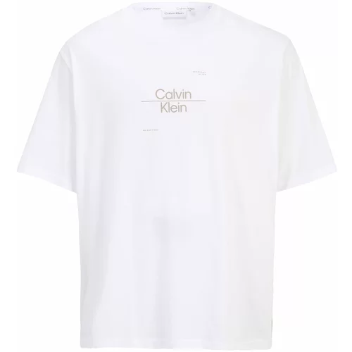 Calvin Klein Majica tamno bež / bijela
