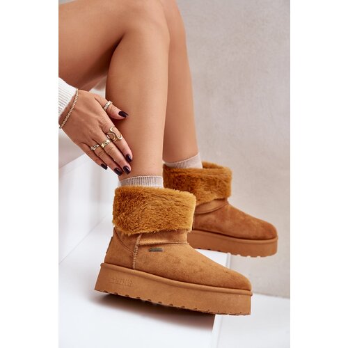 Big Star Platform snow boots with fur OO274A106 Camel Slike