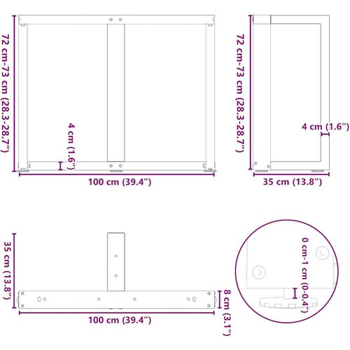  Noge blagovaonskog stola T-oblika 2 kom 100x35x(72-73) cm čelik Slike