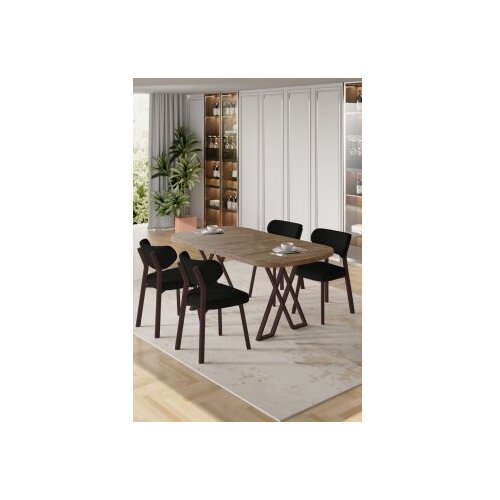 Hanah home Set trpezarijskog stola i stolica (5 delova) Axton Atlantic Pine Black Cene