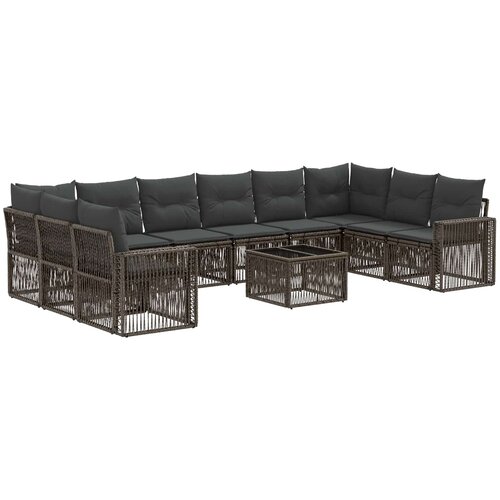 vidaXL Vrtna sedežna garnitura 11 pcs Siva in temno siva poli ratan, (5000269854) Cene