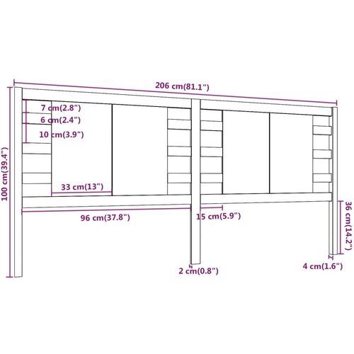  Uzglavlje sivo 206 x 4 x 100 cm od masivne borovine Slike