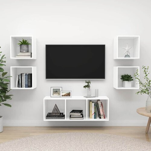  5-dijelni set TV ormarića bijeli od konstruiranog drva Cijene