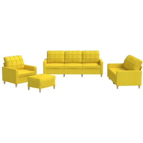  4-dijelni set sofa s jastucima svjetložuti od tkanine Slike